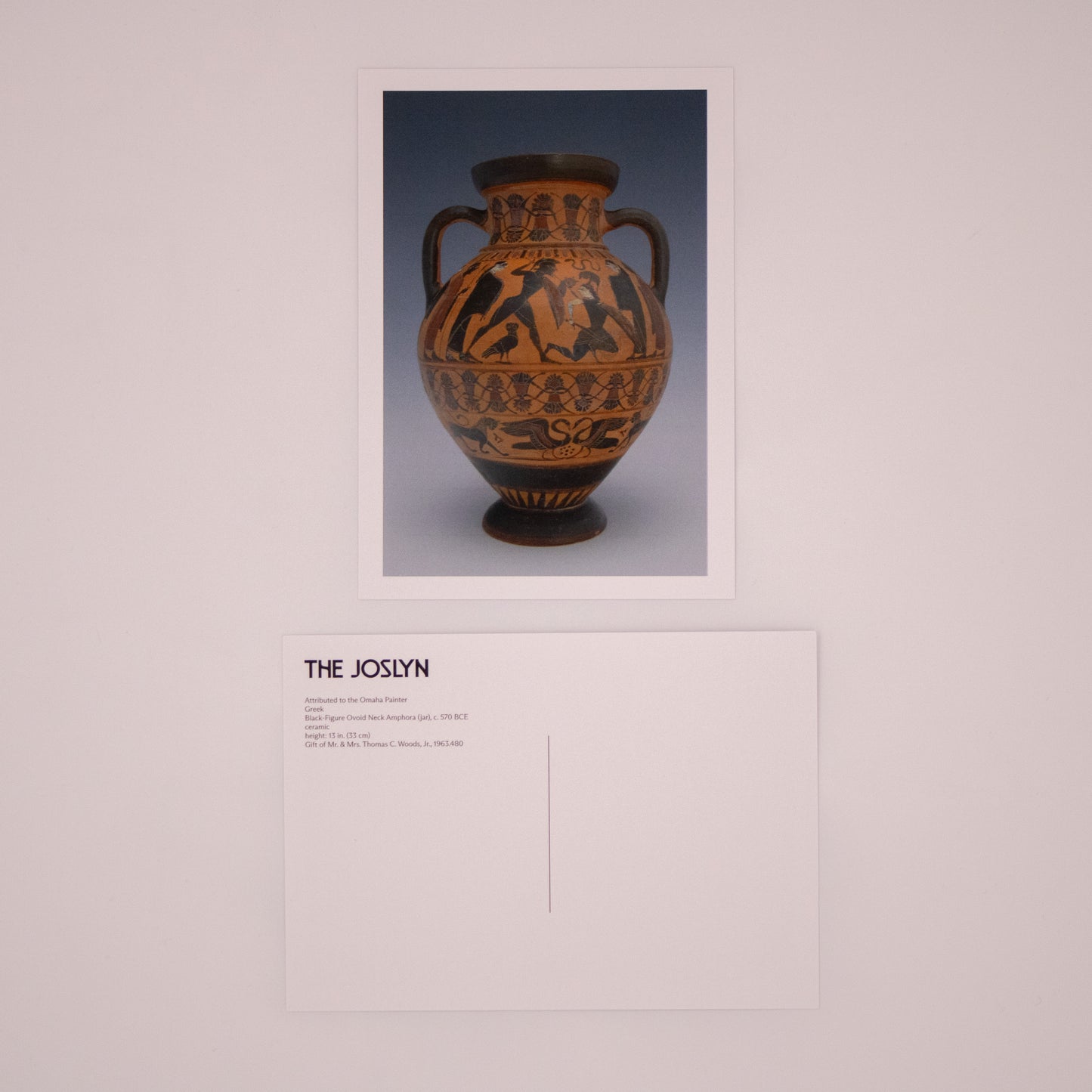 Attributed to Omaha Painter - Greek Black-Figure Ovoid Neck Amphora (Jar) Postcard