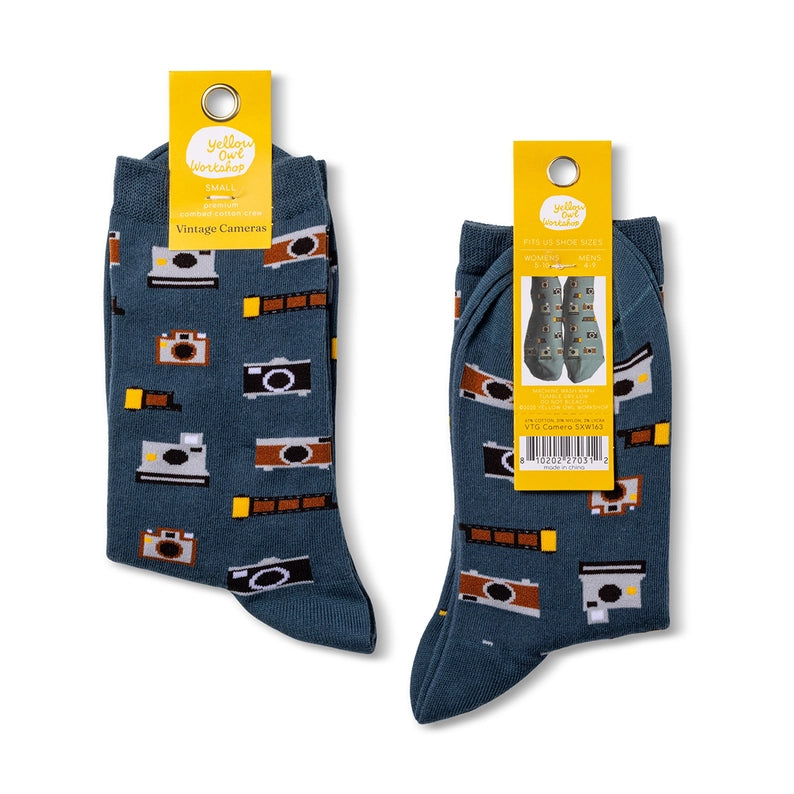 Vintage Camera Crew Socks