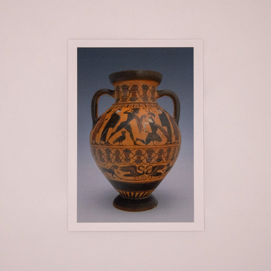 Attributed to Omaha Painter - Greek Black-Figure Ovoid Neck Amphora (Jar) Postcard