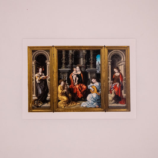 Follower of Jan Gossaert - Madonna and Child with Saints Catherine and Agnes Postcard