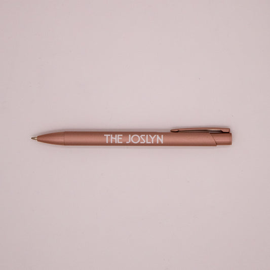 Joslyn Branded Crosby Rose Gold Pen