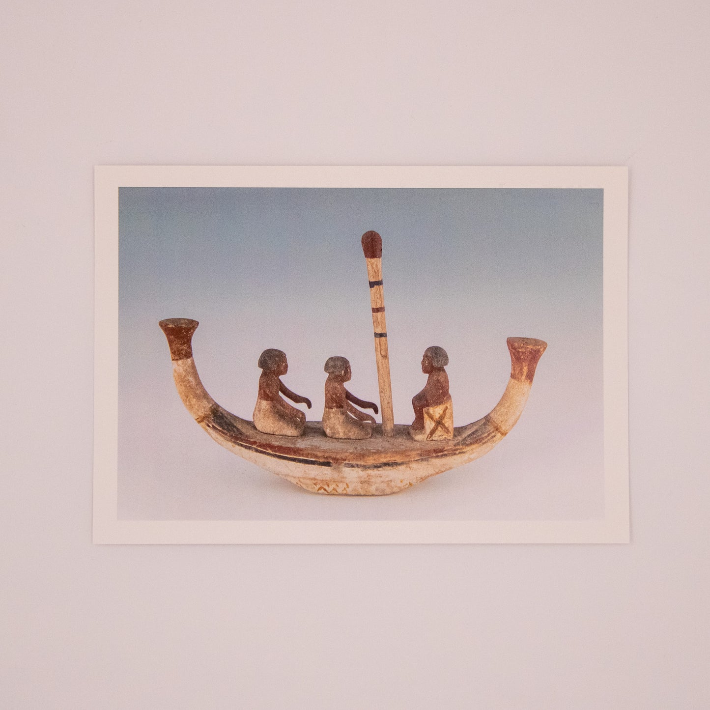 Model Boat with Figures - Egyptian, possibly found at Asyut Postcard