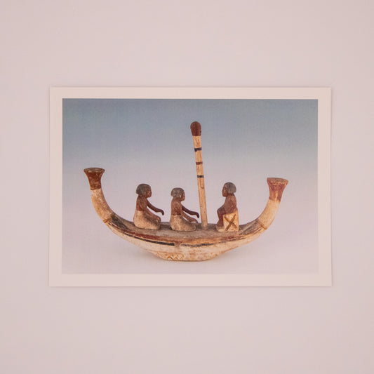 Model Boat with Figures - Egyptian, possibly found at Asyut Postcard