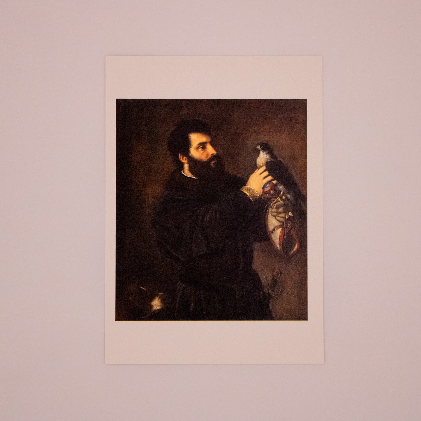 Tiziano Vecellio, called Titian - Portrait of a Man of the Cornaro Family with a Falcon Postcard